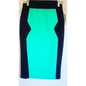 Teal & Black Pencil Skirt